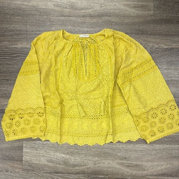 Ulla Johnson yellow multi eyelet peasant top - Picture 1 of 5